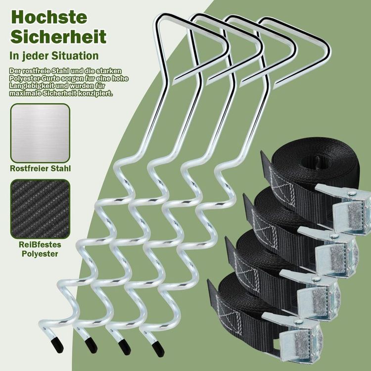 4x Bodenanker 4x Gurt Trampolin Bodenve… 2