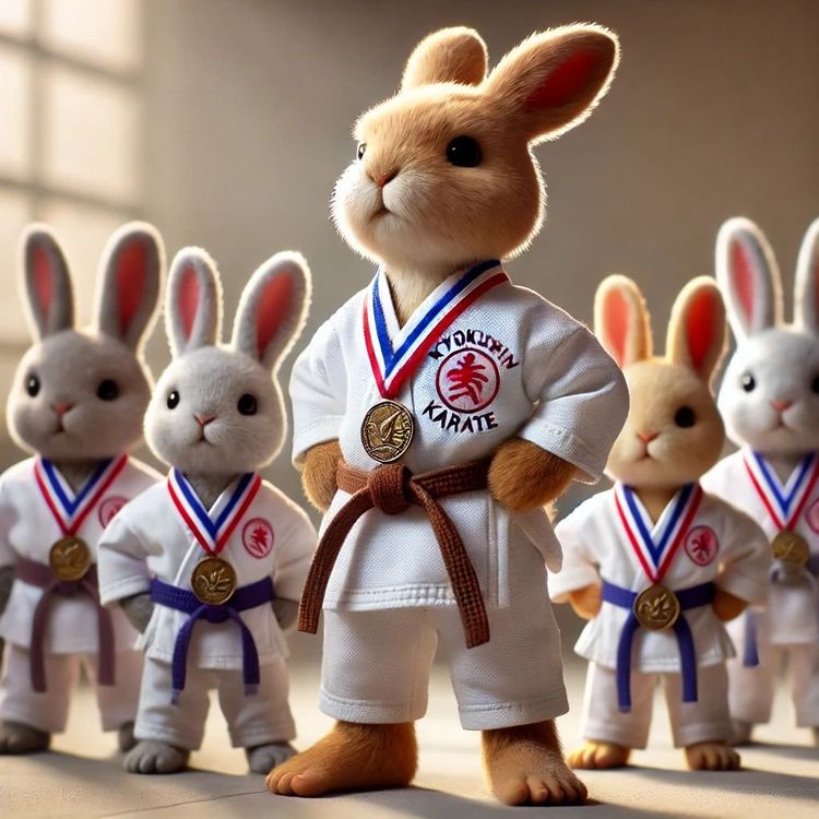 Cute Karate Bunnies Figurines Set 1