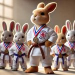 Cute Karate Bunnies Figurines Set