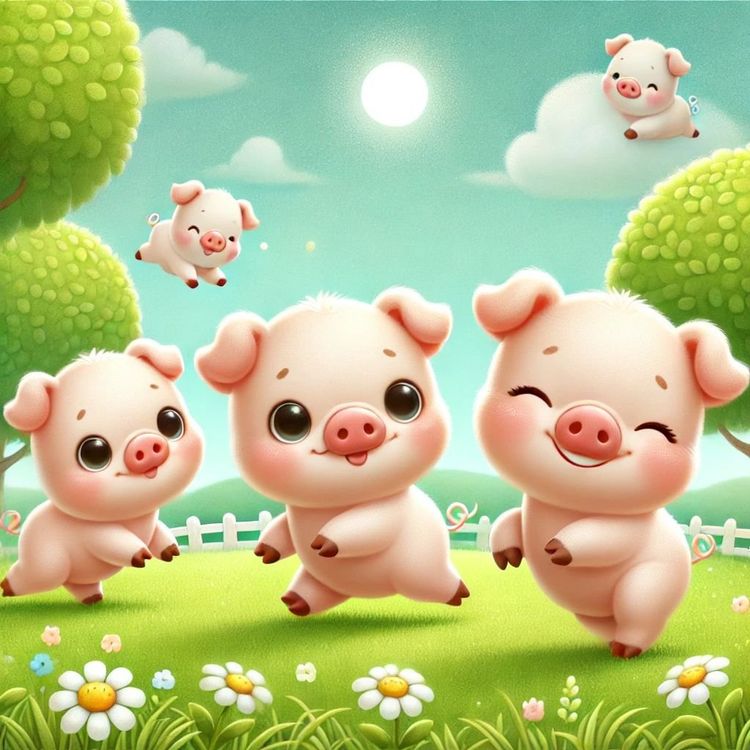 Cute Pig Family Wall Picture, Nursery Decor, Playroom Dec... 1